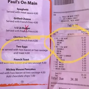 the menu says $4.00, but the bill reads $10.00 for 2 and then $5.00 for 1, getting the bill is when I found out.