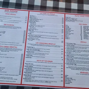 Breakfast menu