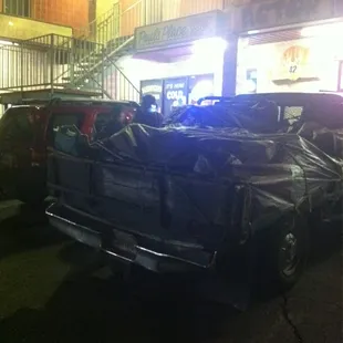 a pickup truck parked in a parking lot