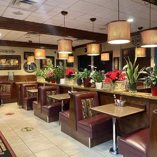 Love the old diner Interior - holiday decorations up.