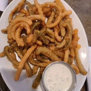 Fried jalapeños and onions.