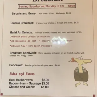 Breakfast served 9-12 on Saturday and Sunday!
