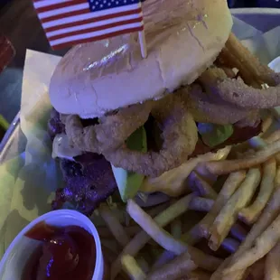 Avacado Onion Ring Burger!