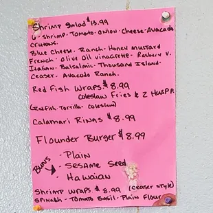 a list of items
