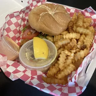 Crab Cake Burger with Fries