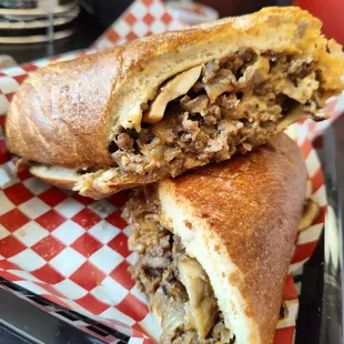 a sandwich cut in half