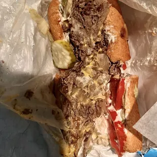 Delicious ribeye cheesesteak sub