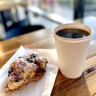 Blueberry scone &amp; pour over (single origin from Panama: yummm very smooth and fruity!)