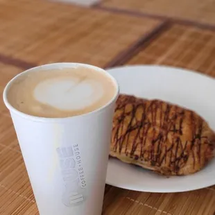 Lavender Latte and chocolate croissant