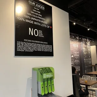 Cold pressed juices with no sugar or ice additives which is very rare to find