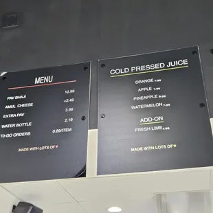 menu
