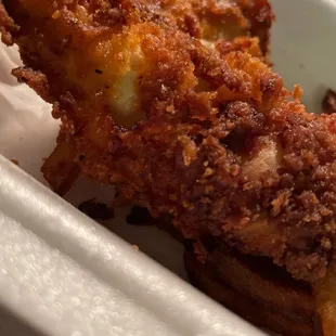 a close up of a chicken tenderie