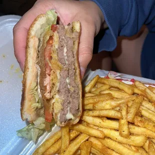Beef Burger &amp; French Fries