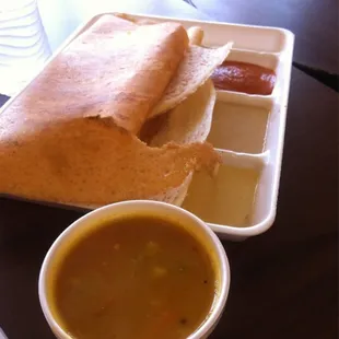 Dosa and soup. It's good!