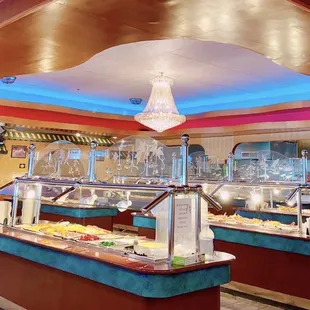 a variety of buffets in a restaurant