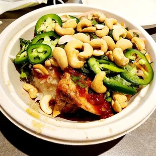 Lemongrass chicken bowl.