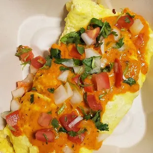 Everything omelette with bacon.