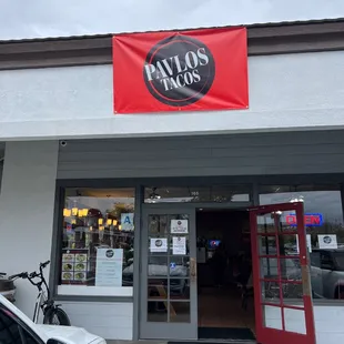 the entrance to the restaurant