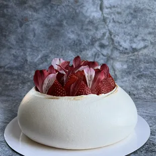a cake with strawberries on top