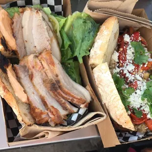 Pork belly and vegetarian