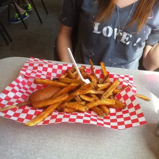 Corn dog with plain fries