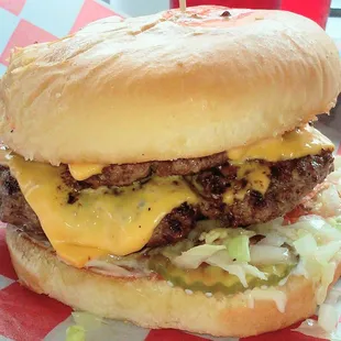 Double cheeseburger -- though I asked for no cheese (for lactose intolerant child). Then charged for it too.