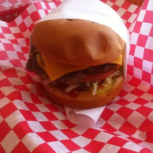 Small double burger with the works!