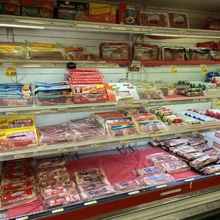 a meat section in a grocery store