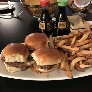 Rib sliders. Tender and good. Even the fries.