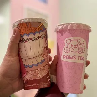 Smoky B'Lao milk tea and Passion fruit tea