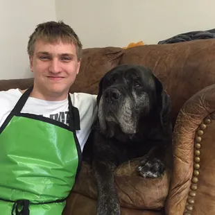 Josh hard at work enjoying this mastiff