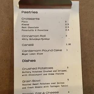 a menu on a clipboard