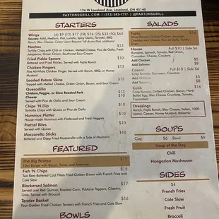 menu