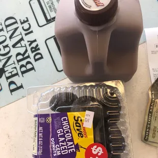 Chocolate milk and donuts