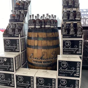 a display of bottles of liquor