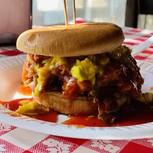 Barbecue pulled pork sandwich