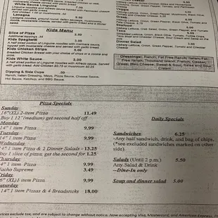 menu
