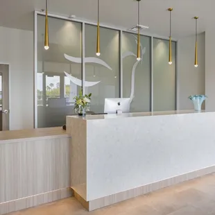 Reception desk at the Fresno office.
