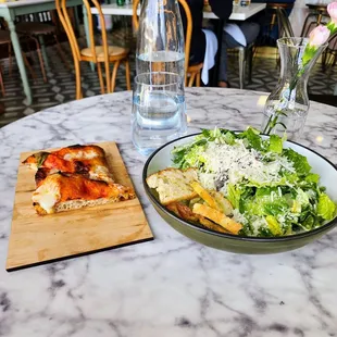 Taglio Margherita and Caesar Salad