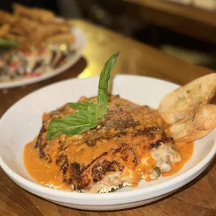 two plates of food on a table
