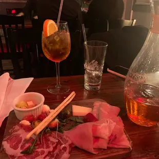 Antipasto board and spritz carafe