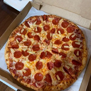 Large pepperoni and pineapple