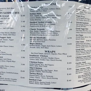 The Menu as of October 2020