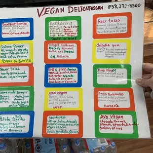 Vegan menu!