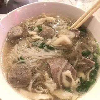 15. Noodle Soup With Rare Steak and Meatballs