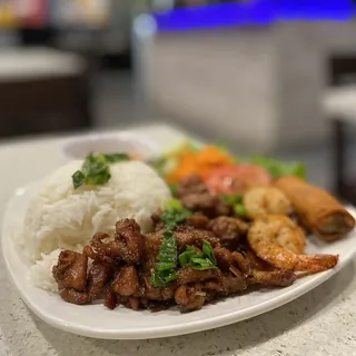 32. Combo Rice Plate - Beef, Shrimp, and Egg roll