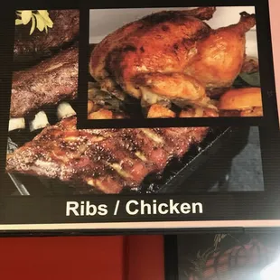 a menu for ribs and chicken