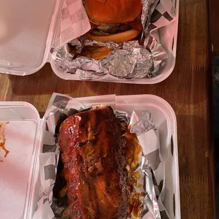 BLT burger with full slab ribs