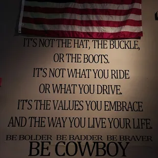 an american flag and a quote
