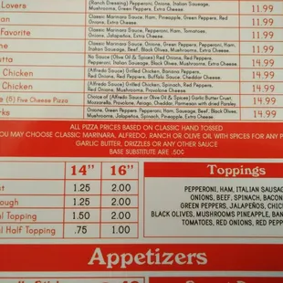 menu